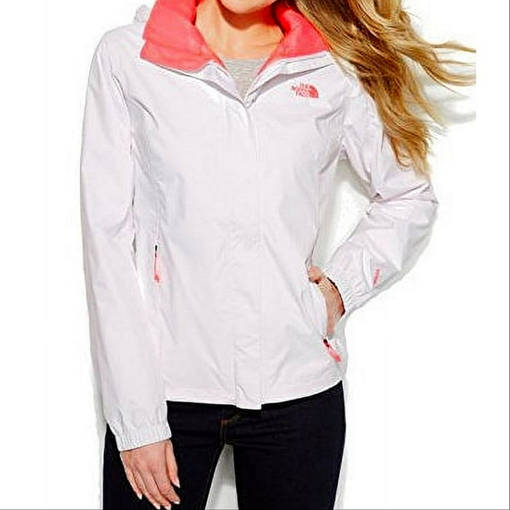 The North Face Women's HyVent White Resolve Zip-Up Waterproof Hooded Jacket